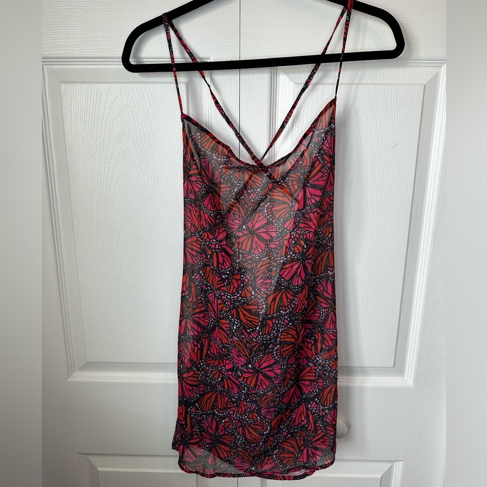 Toluca Swim Cover Up sz.S Pink Red Butterfly